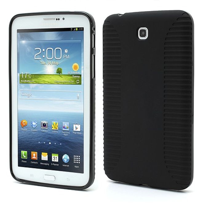 Samsung Galaxy Tab 3 7.0 Anti-Rutsch und elastisches Plastik Case - schwarz