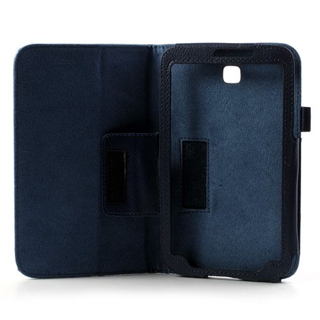 Samsung Galaxy Tab 3 7.0 Litchi-style Leder Case mit Standfunktion - dunkelblau