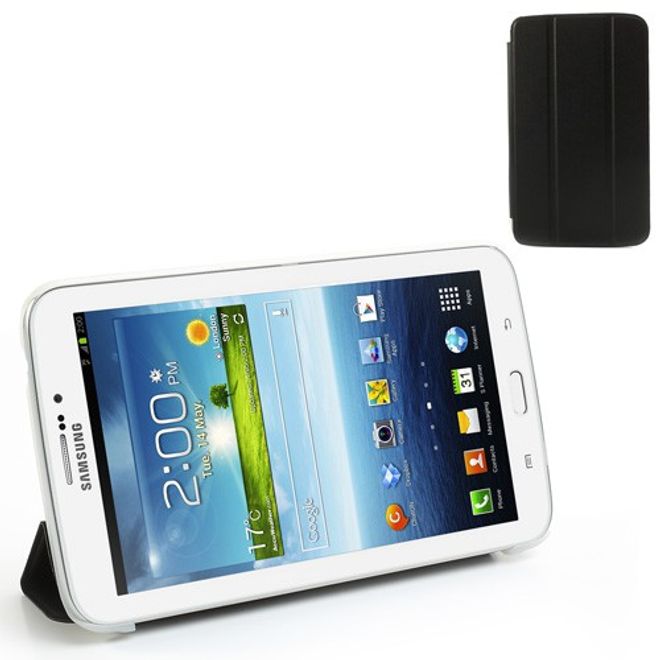 Samsung Galaxy Tab 3 7.0 Leder Case mit Plastik Rückseiten Case und diversen Standfunktionen - schwarz