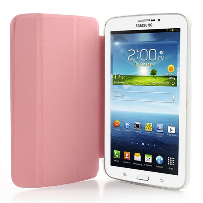 Samsung Galaxy Tab 3 7.0 Leder Case mit Plastik Rückseiten Case und diversen Standfunktionen - pink