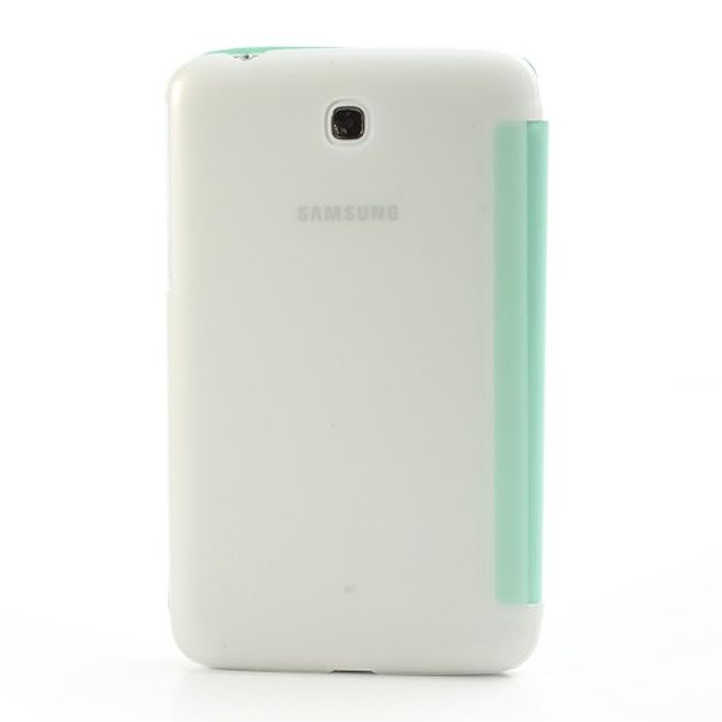 Samsung Galaxy Tab 3 7.0 Leder Case mit Plastik Rückseiten Case und diversen Standfunktionen - cyan