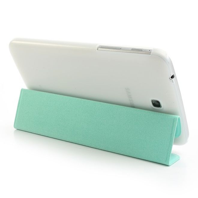 Samsung Galaxy Tab 3 7.0 Leder Case mit Plastik Rückseiten Case und diversen Standfunktionen - cyan