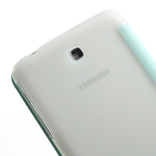 Samsung Galaxy Tab 3 7.0 Leder Case mit Plastik Rückseiten Case und diversen Standfunktionen - cyan
