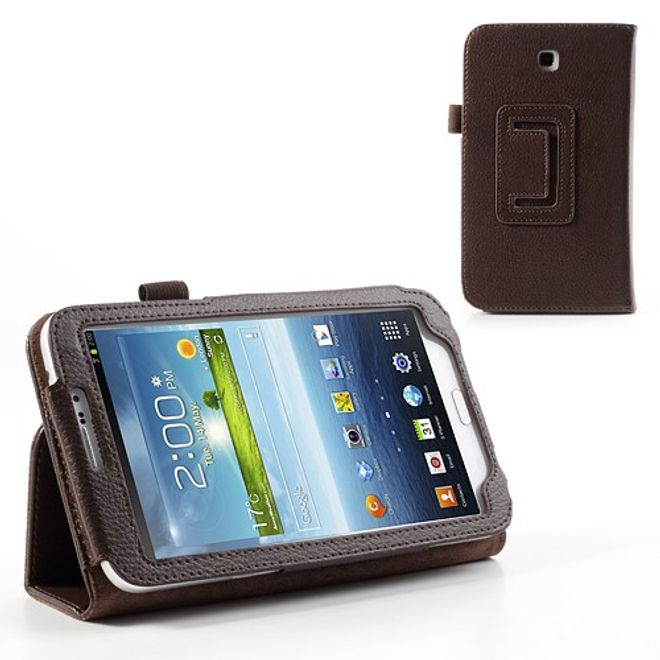 Samsung Galaxy Tab 3 7.0 Litchi-style Leder Case mit Standfunktion - braun