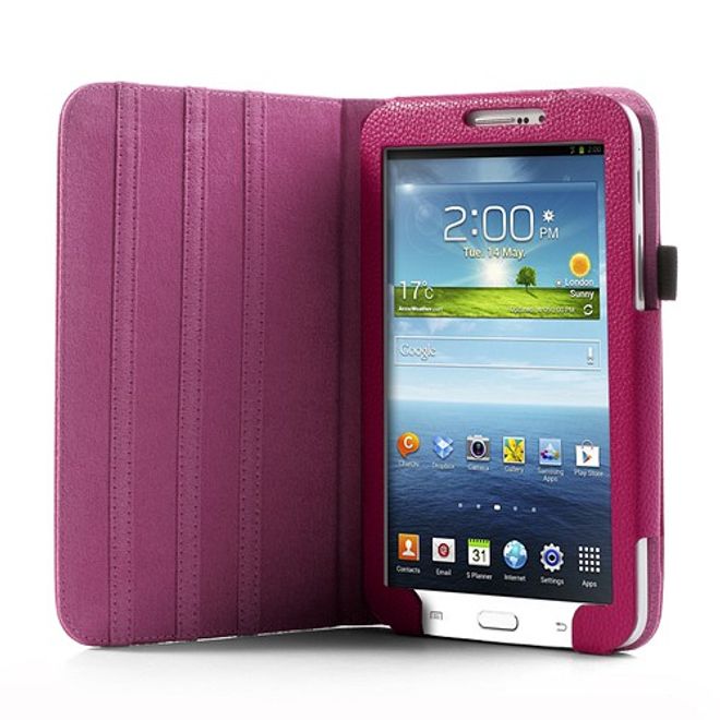Samsung Galaxy Tab 3 7.0 Magnetisches Leder Case mit Litchi Textur - rosa