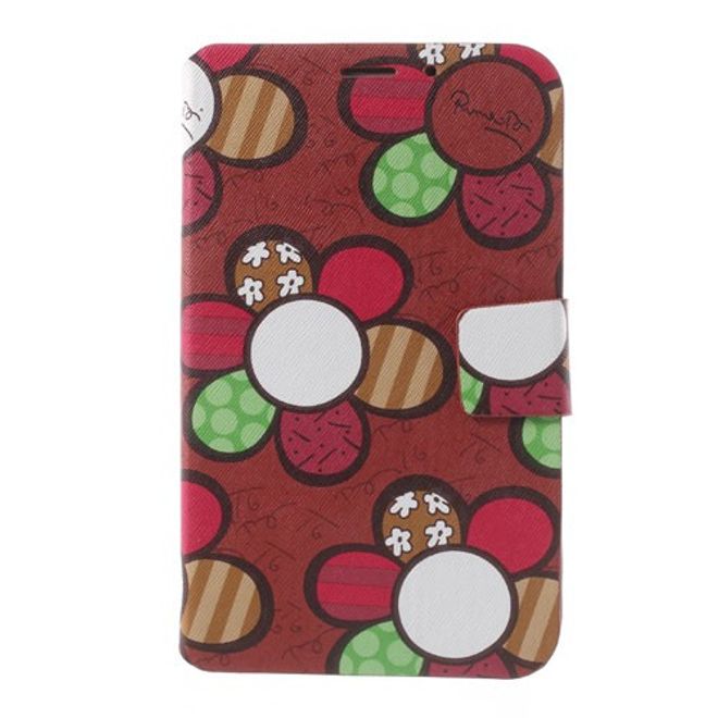 Samsung Galaxy Tab 3 7.0 Leder Case mit farbigen Blumen - rot