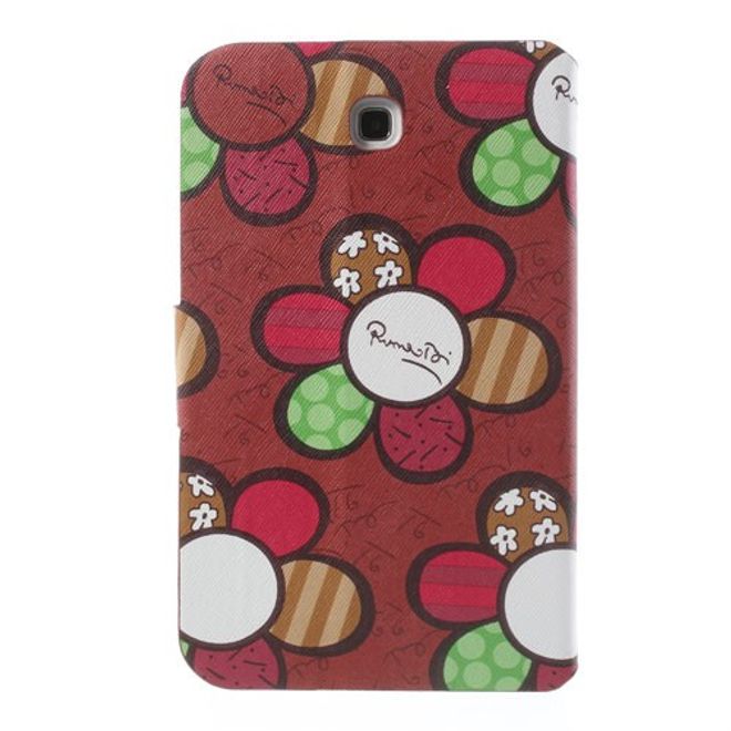 Samsung Galaxy Tab 3 7.0 Leder Case mit farbigen Blumen - rot