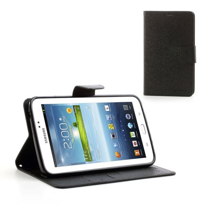 Goospery - Samsung Galaxy Tab 3 7.0 Hülle - Tablet Bookcover - Fancy Diary Series - schwarz
