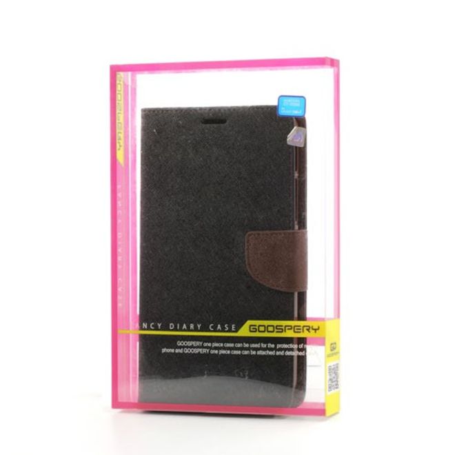 Goospery - Samsung Galaxy Tab 3 7.0 Hülle - Tablet Bookcover - Fancy Diary Series - schwarz/braun