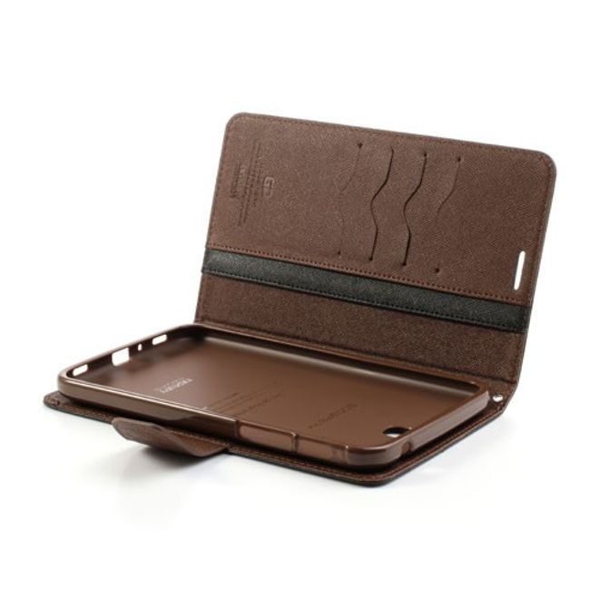 Goospery - Samsung Galaxy Tab 3 7.0 Hülle - Tablet Bookcover - Fancy Diary Series - schwarz/braun