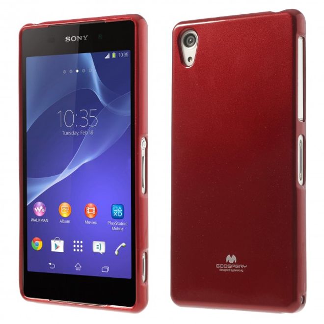 Goospery - Sony Xperia Z2 Handy Hülle - TPU Soft Case - Pearl Jelly Series - rot