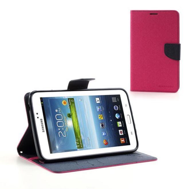 Goospery - Samsung Galaxy Tab 3 7.0 Hülle - Tablet Bookcover - Fancy Diary Series - pink/navy