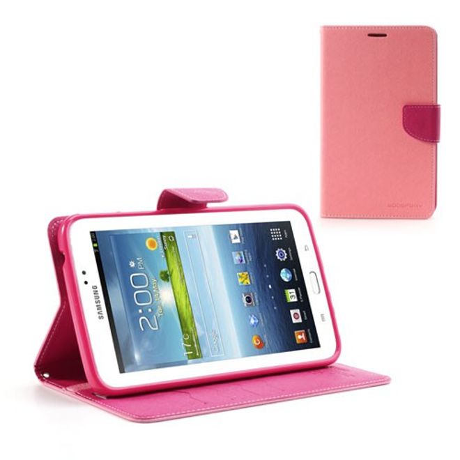 Goospery - Samsung Galaxy Tab 3 7.0 Hülle - Tablet Bookcover - Fancy Diary Series - rosa/pink