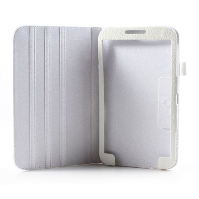 Samsung Galaxy Tab 3 8.0 Magnetisches Leder Case mit Litchimuster - weiss
