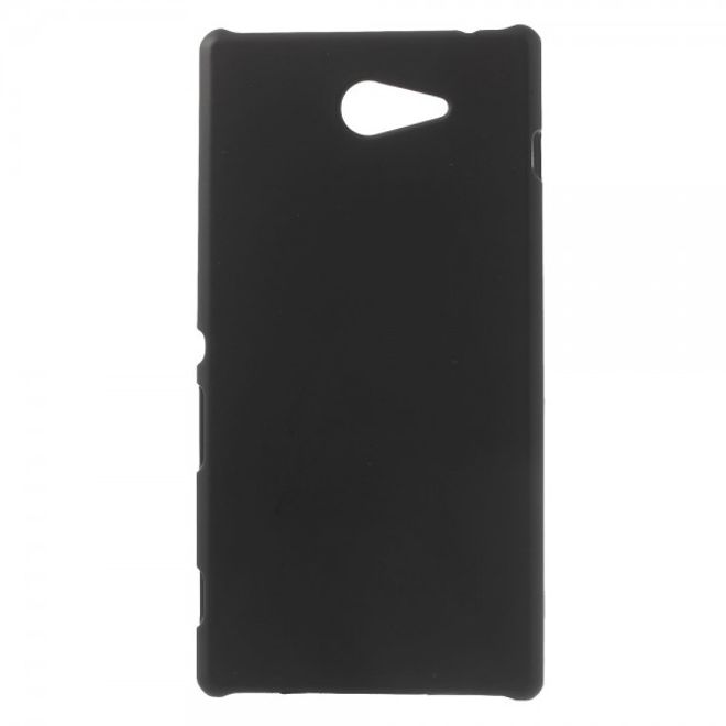 Sony Xperia M2 Gummiertes Hart Plastik Case - schwarz
