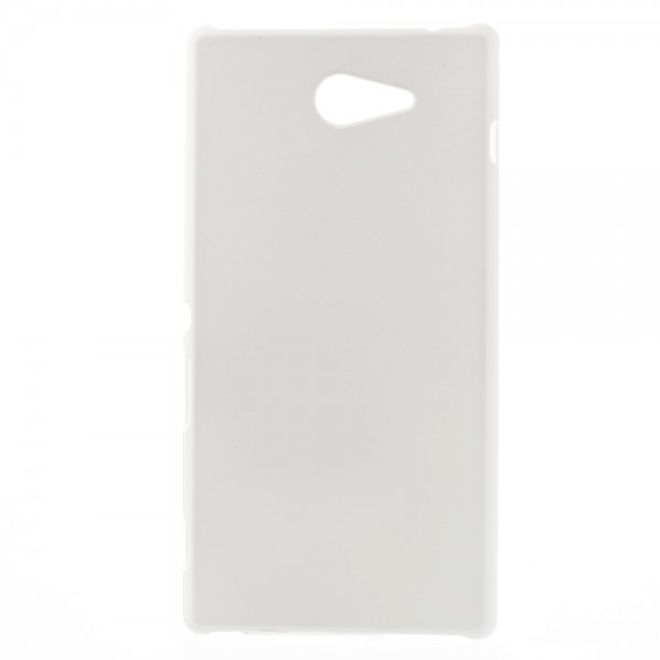 Sony Xperia M2 Gummiertes Hart Plastik Case - weiss