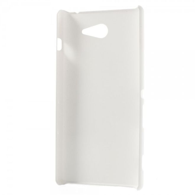 Sony Xperia M2 Gummiertes Hart Plastik Case - weiss