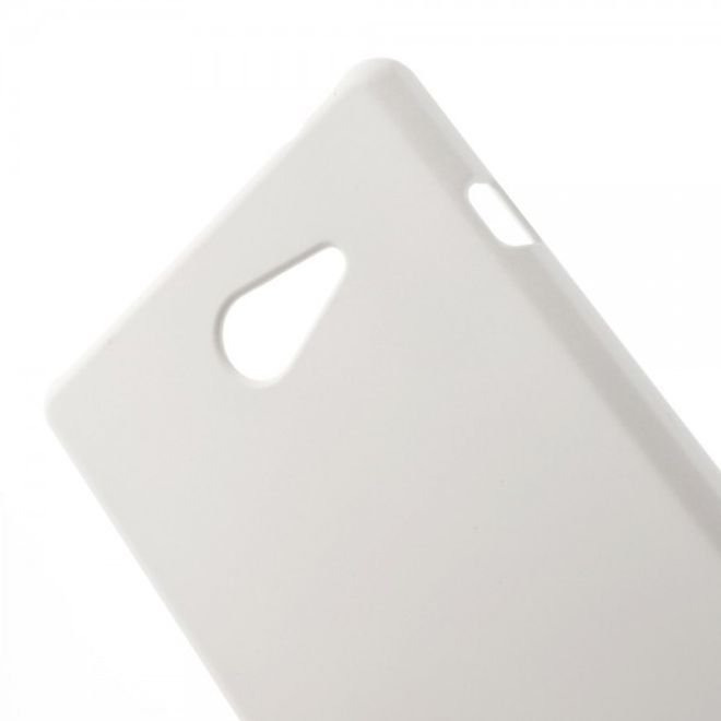 Sony Xperia M2 Gummiertes Hart Plastik Case - weiss