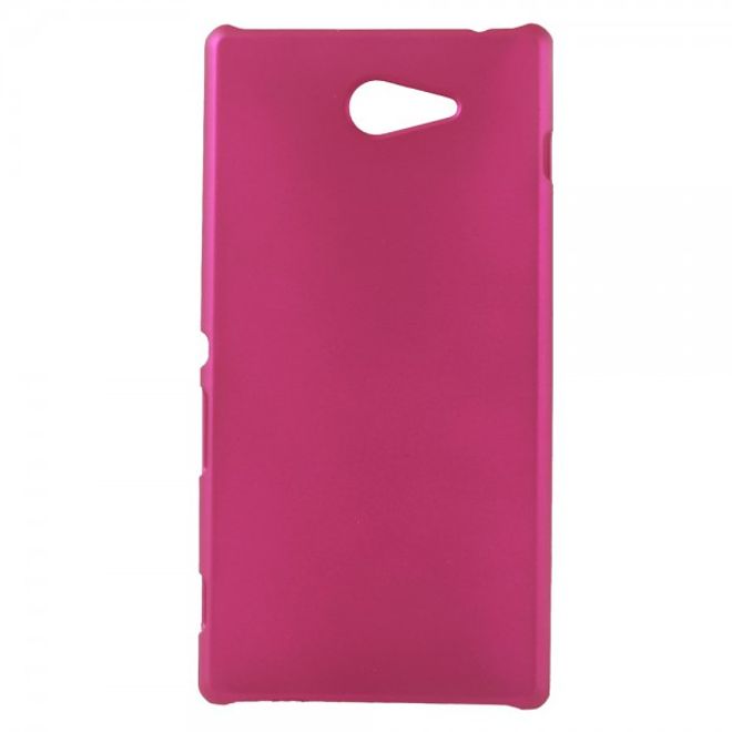 Sony Xperia M2 Gummiertes Hart Plastik Case - rosa