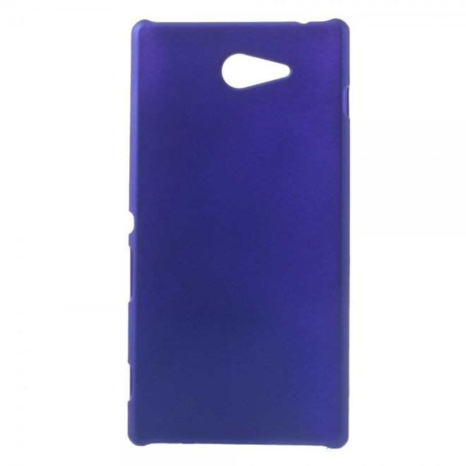 Sony Xperia M2 Gummiertes Hart Plastik Case - dunkelblau