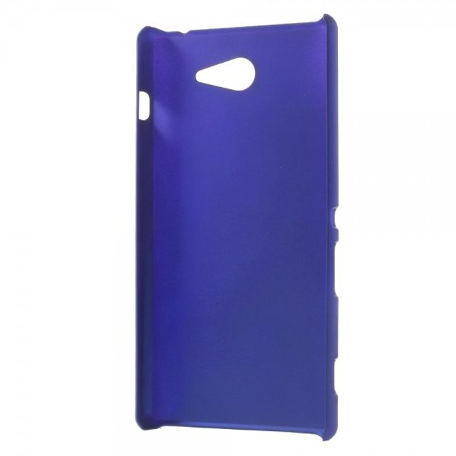Sony Xperia M2 Gummiertes Hart Plastik Case - dunkelblau