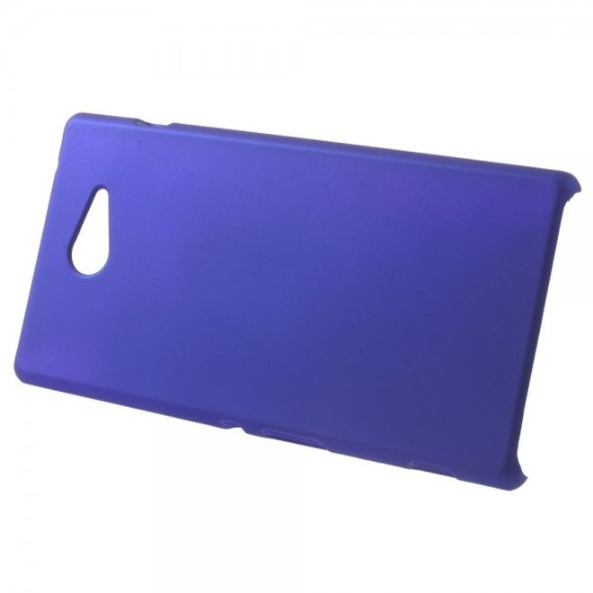 Sony Xperia M2 Gummiertes Hart Plastik Case - dunkelblau