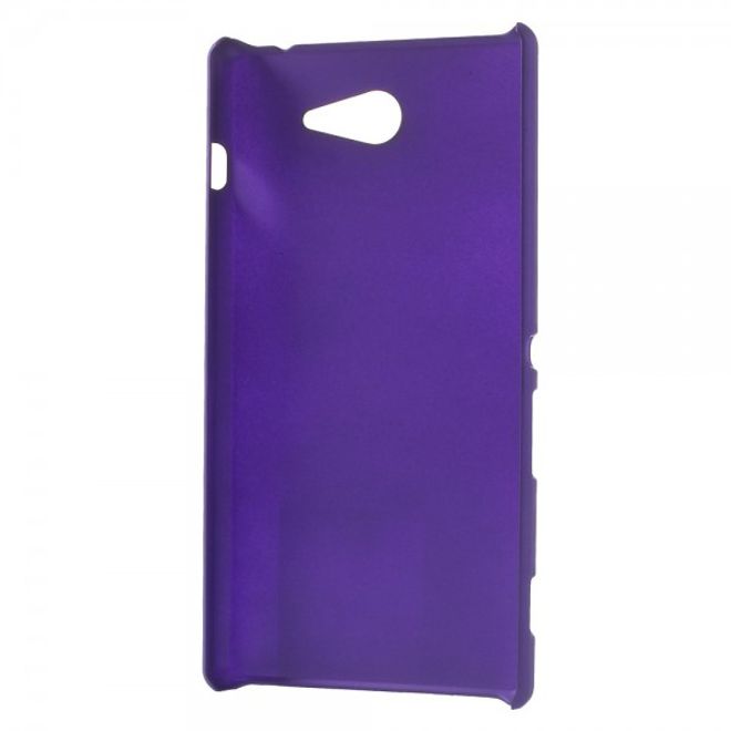 Sony Xperia M2 Gummiertes Hart Plastik Case - purpur