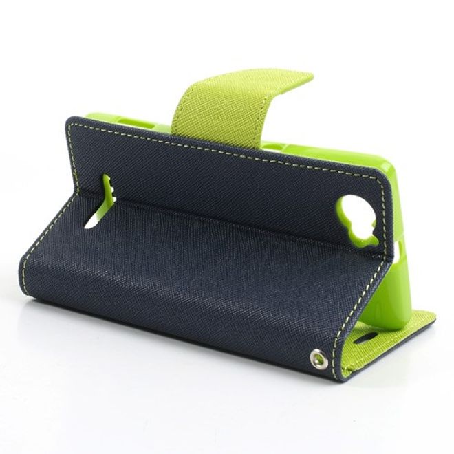 Goospery - Sony Xperia M Hülle - Handy Bookcover - Fancy Diary Series - navy/lime