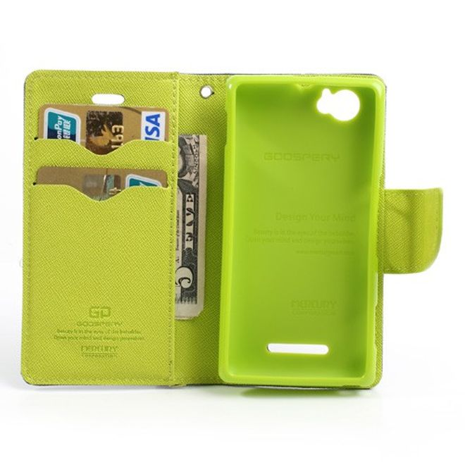Goospery - Sony Xperia M Hülle - Handy Bookcover - Fancy Diary Series - navy/lime