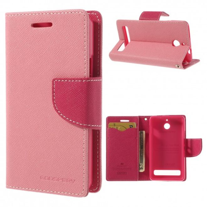 Goospery - Sony Xperia E1/E1 Dual Hülle - Handy Bookcover - Fancy Diary Series - rosa/pink