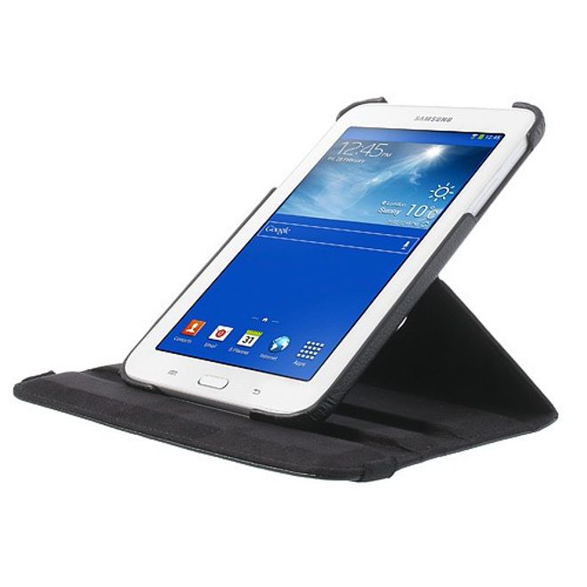 Samsung Galaxy Tab 3 7.0 Lite Rotierbares Leder Case mit Litchitextur - schwarz