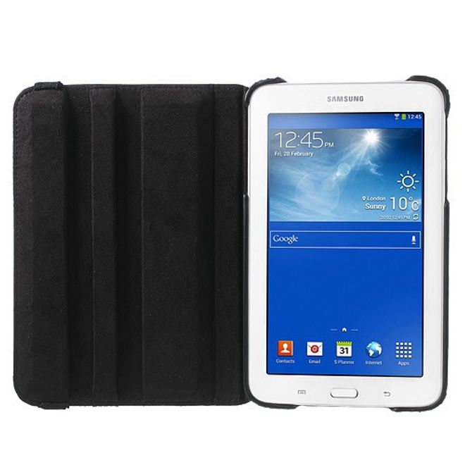 Samsung Galaxy Tab 3 7.0 Lite Rotierbares Leder Case mit Litchitextur - schwarz