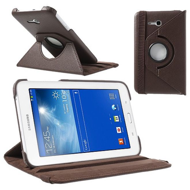 Samsung Galaxy Tab 3 7.0 Lite Rotierbares Leder Case mit Litchitextur - braun