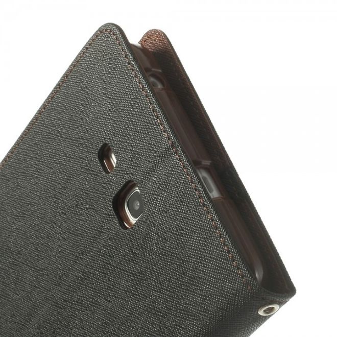 Goospery - Samsung Galaxy Tab 3 7.0 Lite Hülle - Tablet Bookcover - Fancy Diary Series - schwarz/braun