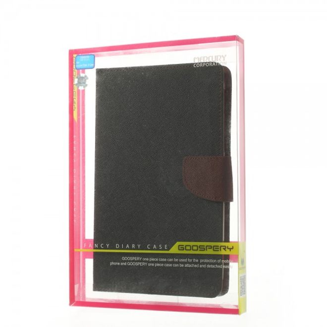 Goospery - Samsung Galaxy Tab 3 7.0 Lite Hülle - Tablet Bookcover - Fancy Diary Series - schwarz/braun