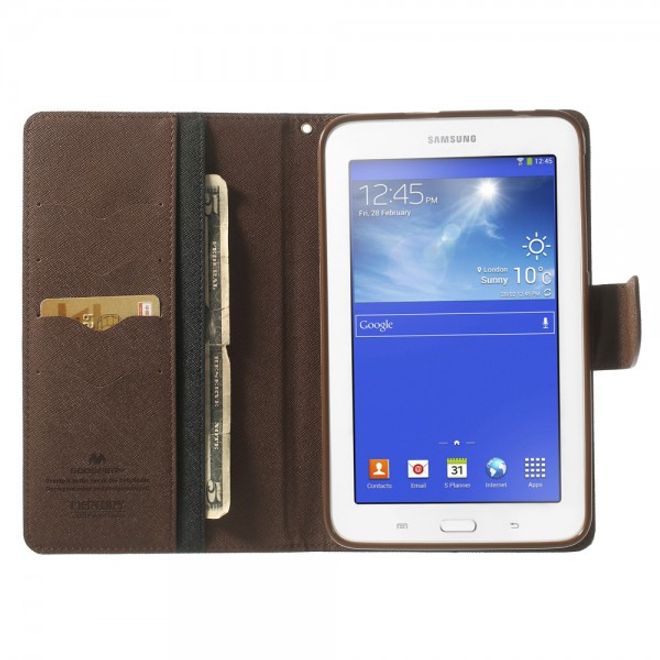 Goospery - Samsung Galaxy Tab 3 7.0 Lite Hülle - Tablet Bookcover - Fancy Diary Series - schwarz/braun