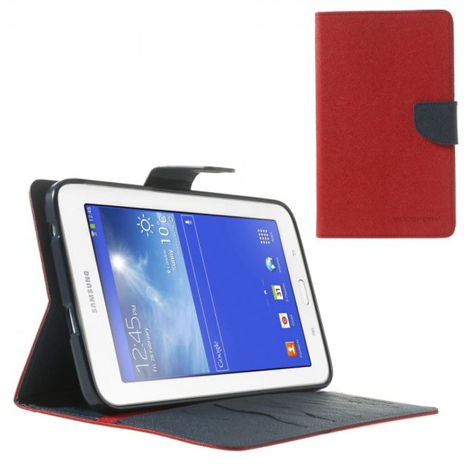 Goospery - Samsung Galaxy Tab 3 7.0 Lite Hülle - Tablet Bookcover - Fancy Diary Series - rot/navy