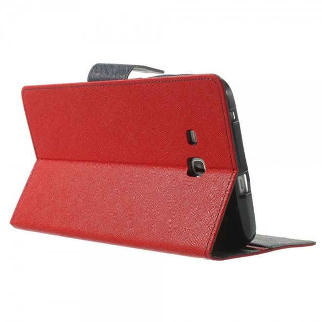 Goospery - Samsung Galaxy Tab 3 7.0 Lite Hülle - Tablet Bookcover - Fancy Diary Series - rot/navy