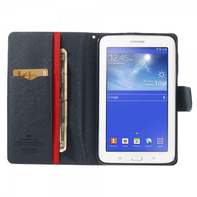 Goospery - Samsung Galaxy Tab 3 7.0 Lite Hülle - Tablet Bookcover - Fancy Diary Series - rot/navy