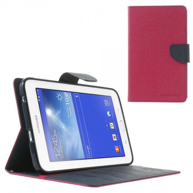 Goospery - Samsung Galaxy Tab 3 7.0 Lite Hülle - Tablet Bookcover - Fancy Diary Series - pink/navy