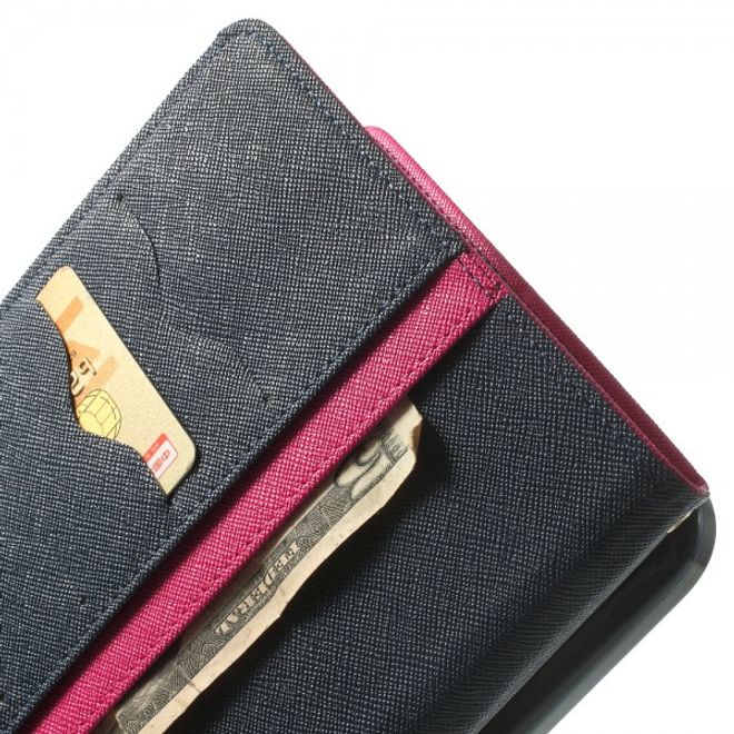 Goospery - Samsung Galaxy Tab 3 7.0 Lite Hülle - Tablet Bookcover - Fancy Diary Series - pink/navy