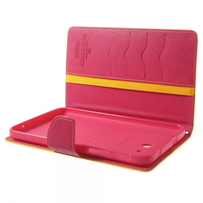 Goospery - Samsung Galaxy Tab 3 7.0 Lite Hülle - Tablet Bookcover - Fancy Diary Series - gelb/pink
