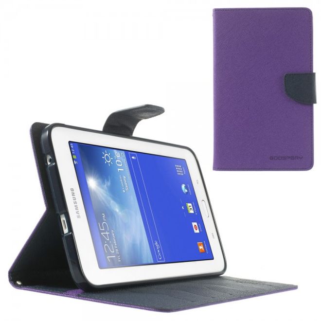 Goospery - Samsung Galaxy Tab 3 7.0 Lite Hülle - Tablet Bookcover - Fancy Diary Series - purpur/navy