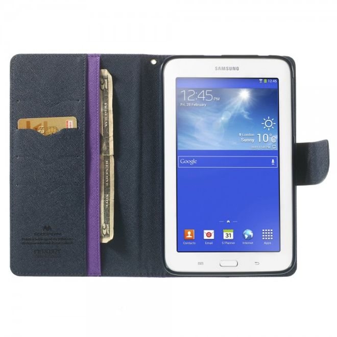 Goospery - Samsung Galaxy Tab 3 7.0 Lite Hülle - Tablet Bookcover - Fancy Diary Series - purpur/navy