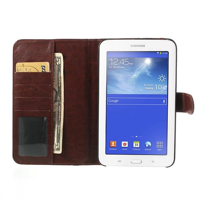 Samsung Galaxy Tab 3 7.0 Lite Leder Case mit Blumenmuster - schwarz