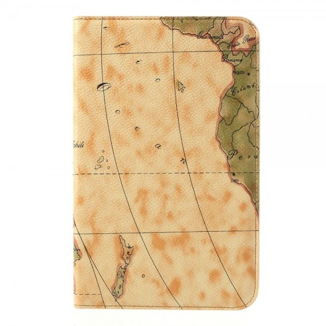 Samsung Galaxy Tab 3 7.0 Lite Leder Case mit Weltkarte - hellbraun
