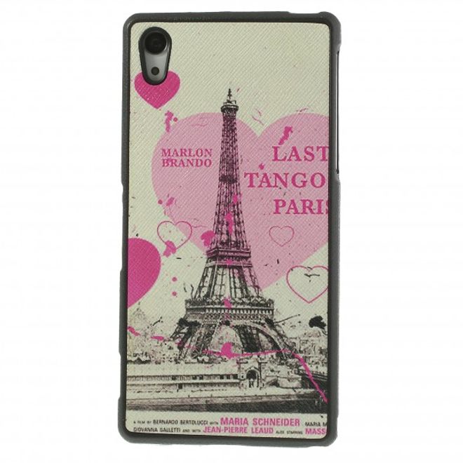 Sony Xperia Z2 Lederartiges Plastik Case mit Eiffelturm und Herzen