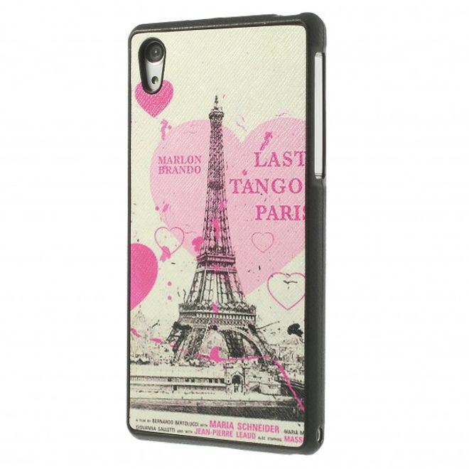 Sony Xperia Z2 Lederartiges Plastik Case mit Eiffelturm und Herzen