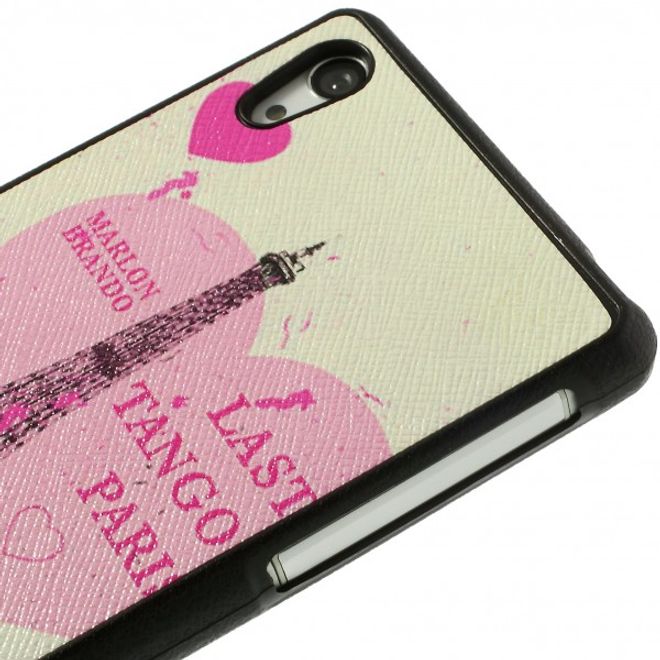 Sony Xperia Z2 Lederartiges Plastik Case mit Eiffelturm und Herzen
