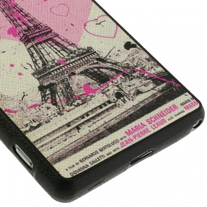 Sony Xperia Z2 Lederartiges Plastik Case mit Eiffelturm und Herzen
